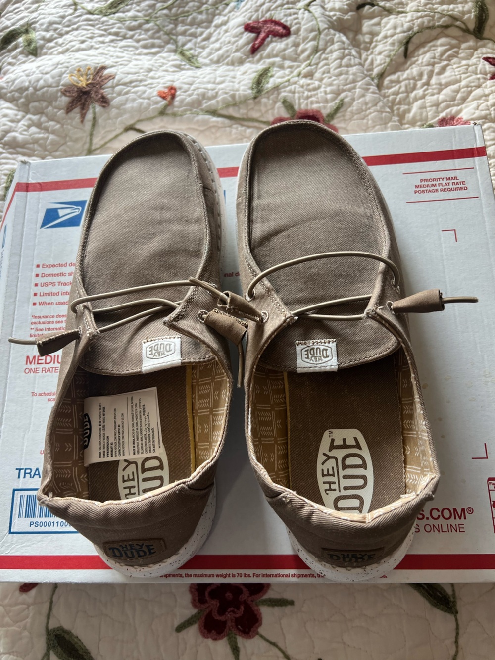 Hey Dude Women's Size 11 Wendy Stretch Canvas Casual Loafers Taupe